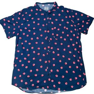 Coca Cola coke Blue Red Bottle caps beverage men's Camp Button up shirt 3XL AOP